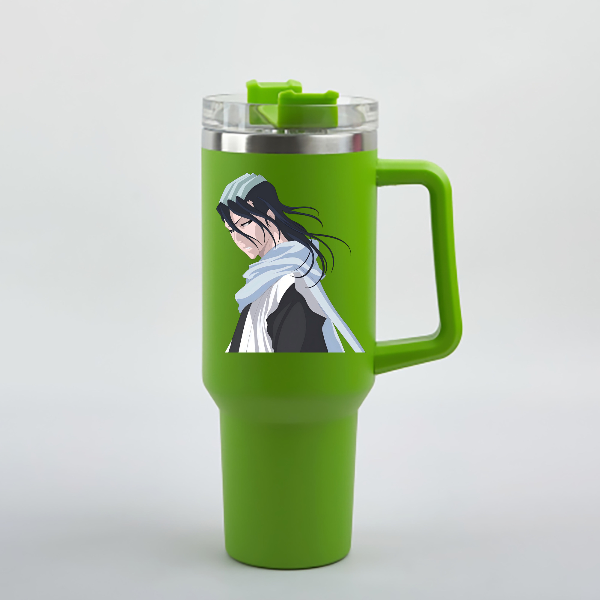（画像用） ブリーチ くちき びゃくや BLEACH Kuchiki Byakuya 1200mL車用タンブラー - クリスタルステッカー（プラスチックストロー付き）